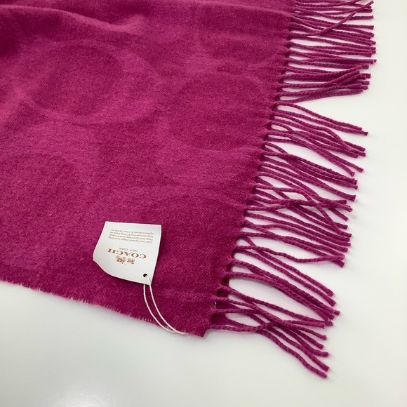 Coach Signature C Muffler Logo Cashmere Silk Angora Wool Scarf SZ 72X19.5 NWT - Picture 5 of 13